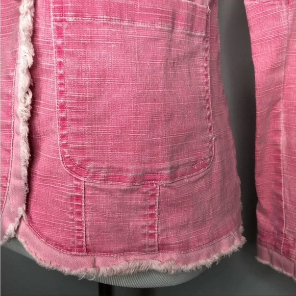 Z. Cavaricci Pink Distressed Denim Blazer Jacket Size Small - Picture 3 of 6